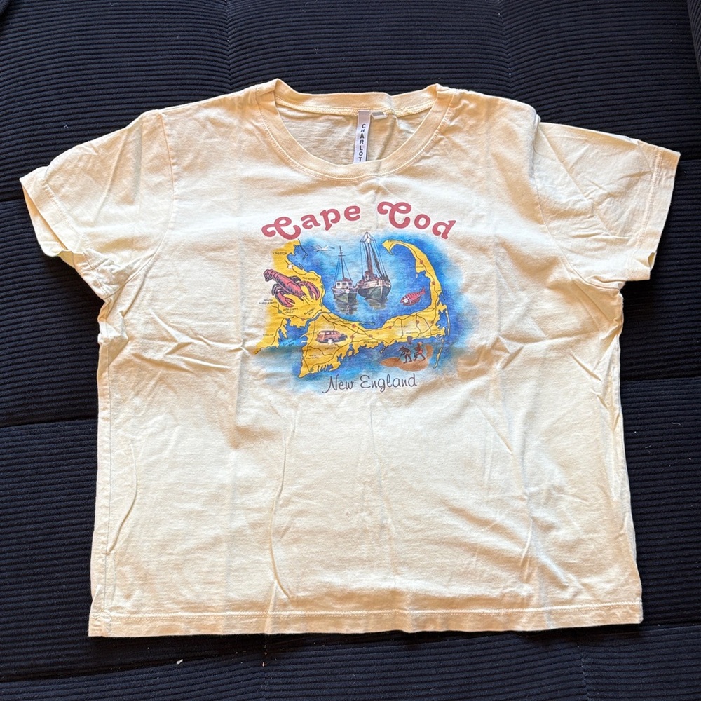 Anthropologie Cape Cod Graphic Tee - Cream